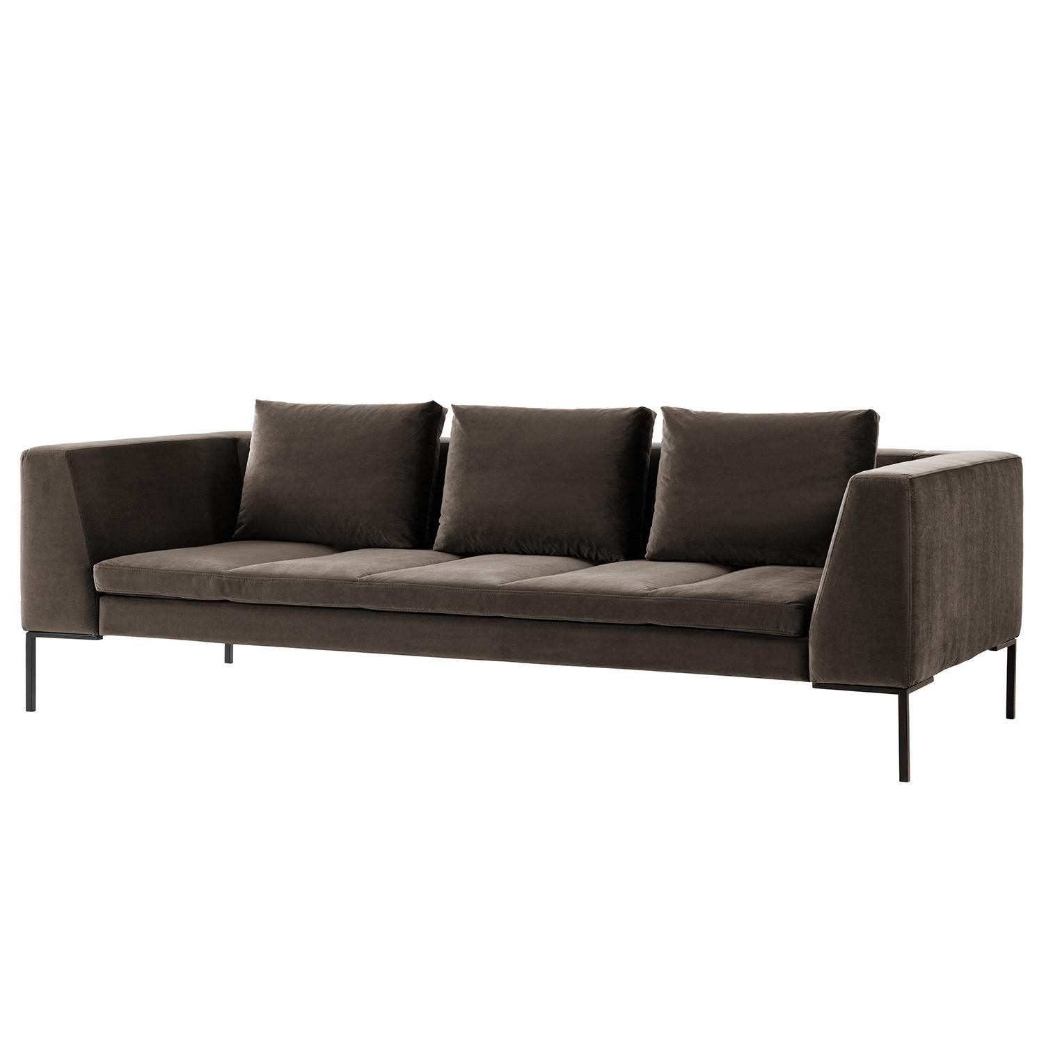 3-SITZER SOFA - Taupe/Chromfarben, Textil/Metall (238/81/105cm) - home24