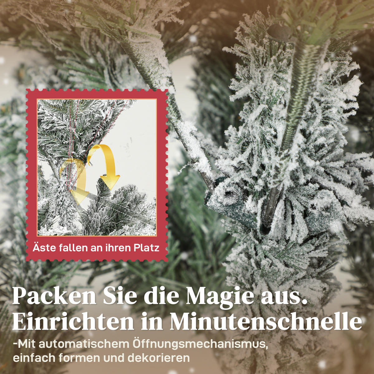 WEIHNACHTSBAUM DE-41555 Schnee, 150 cm, 1162 Zweige - Weiß/Grün, Kunststoff (150cm) - ComfortXL