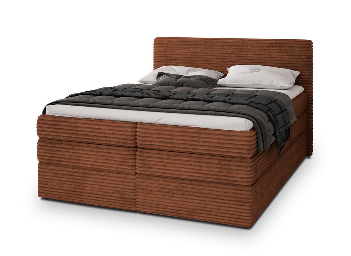 POSTEL BOXSPRING LUNERA 160x200 cm, s matrací a úložným prostorem, hnědá - hnědá, kompozitní dřevo/textil (160/200cm) - MASSENO