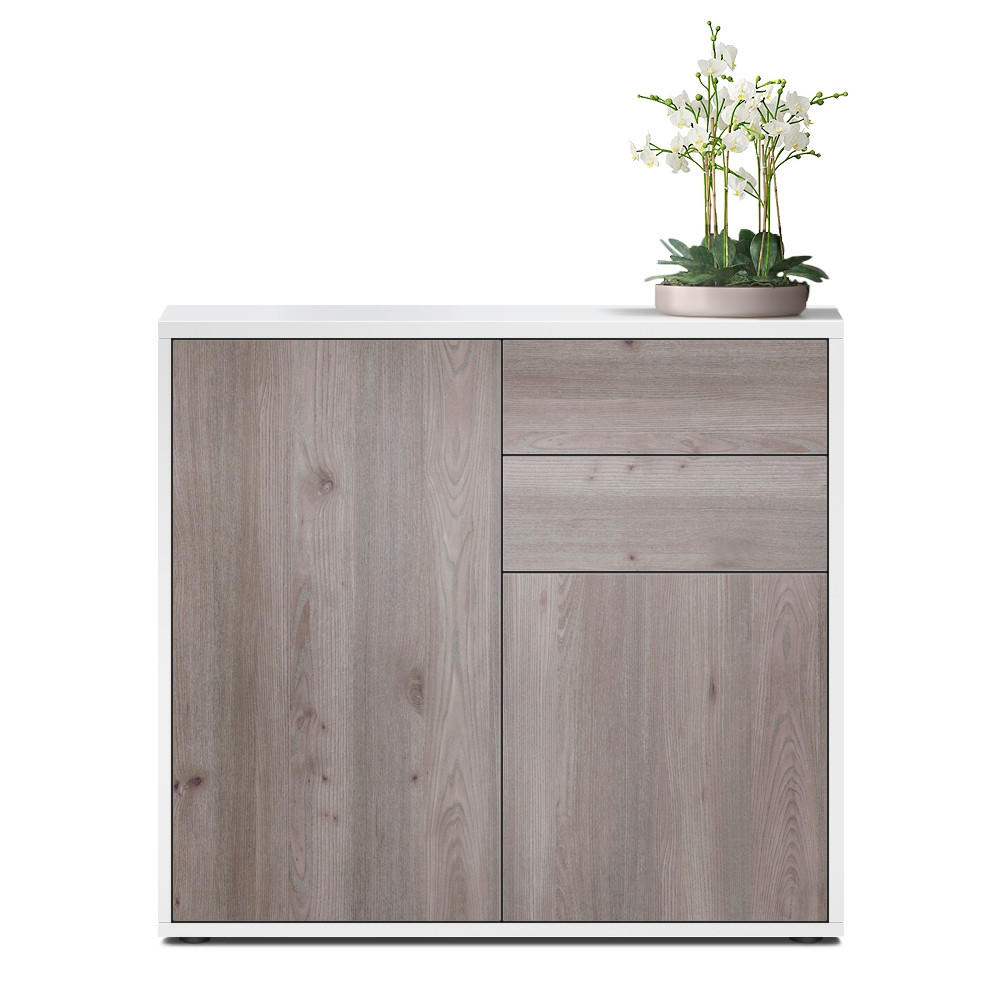 KOMMODE Ben Front in Eiche Nordic - Silbereichenfarben, Holzwerkstoff (79/74/36cm) - Vladon