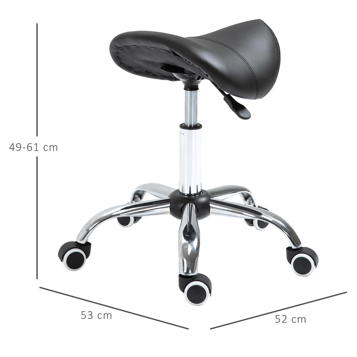 ARBEITSHOCKER Drehstuhl Drehhocker Rollhocker Sattelhocker Hocker Schwarz - Schwarz, Kunststoff (53/49/52cm) - HOMCOM