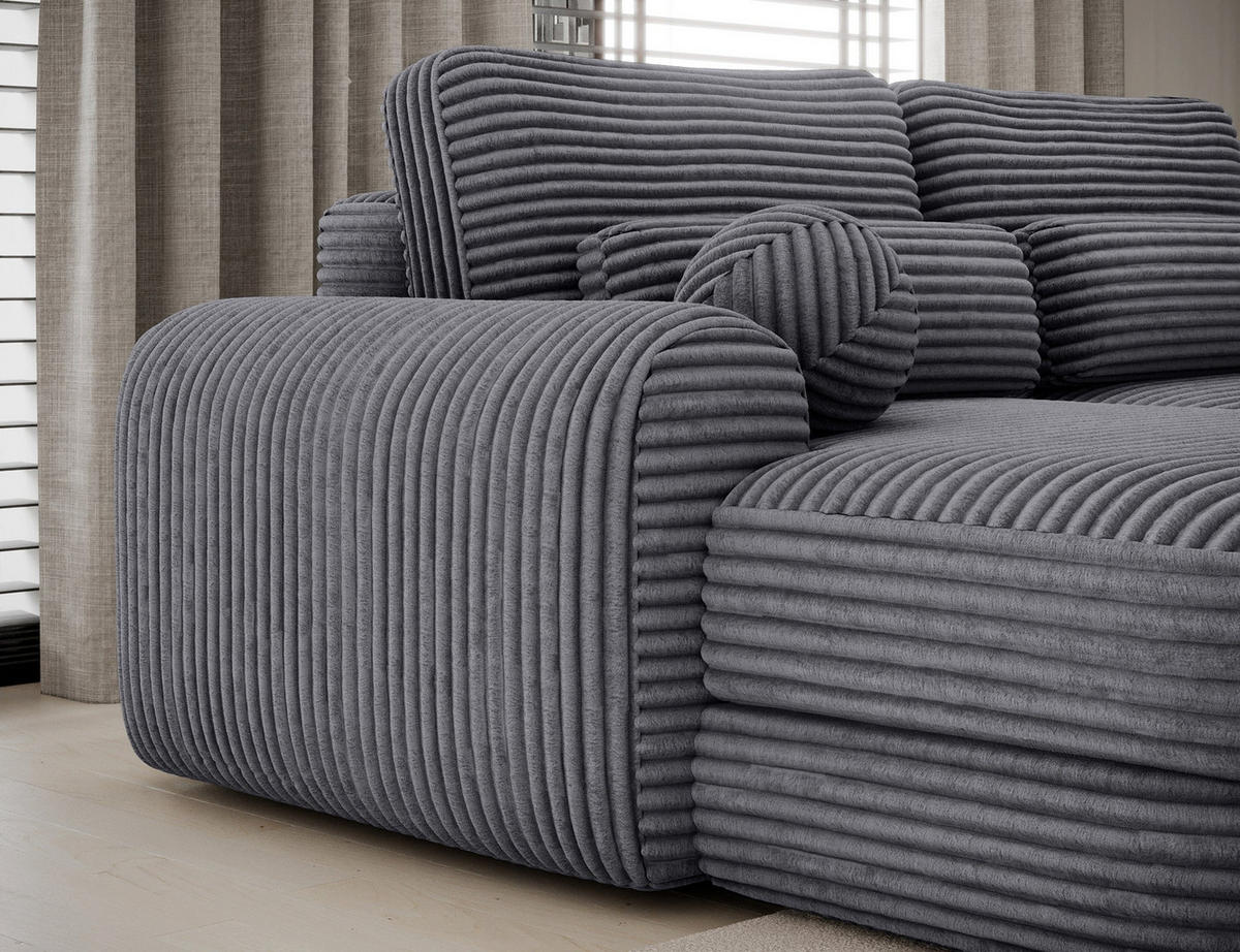 ECKSOFA RIPELI L-Form mit Schlaffunktion & Bettkasten – Modernes 3-Sitzer Sofa, Wellenfederung, 217 × 175 cm - Schwarz/Grau, Kunststoff (217/175cm) - Wohnideebilder