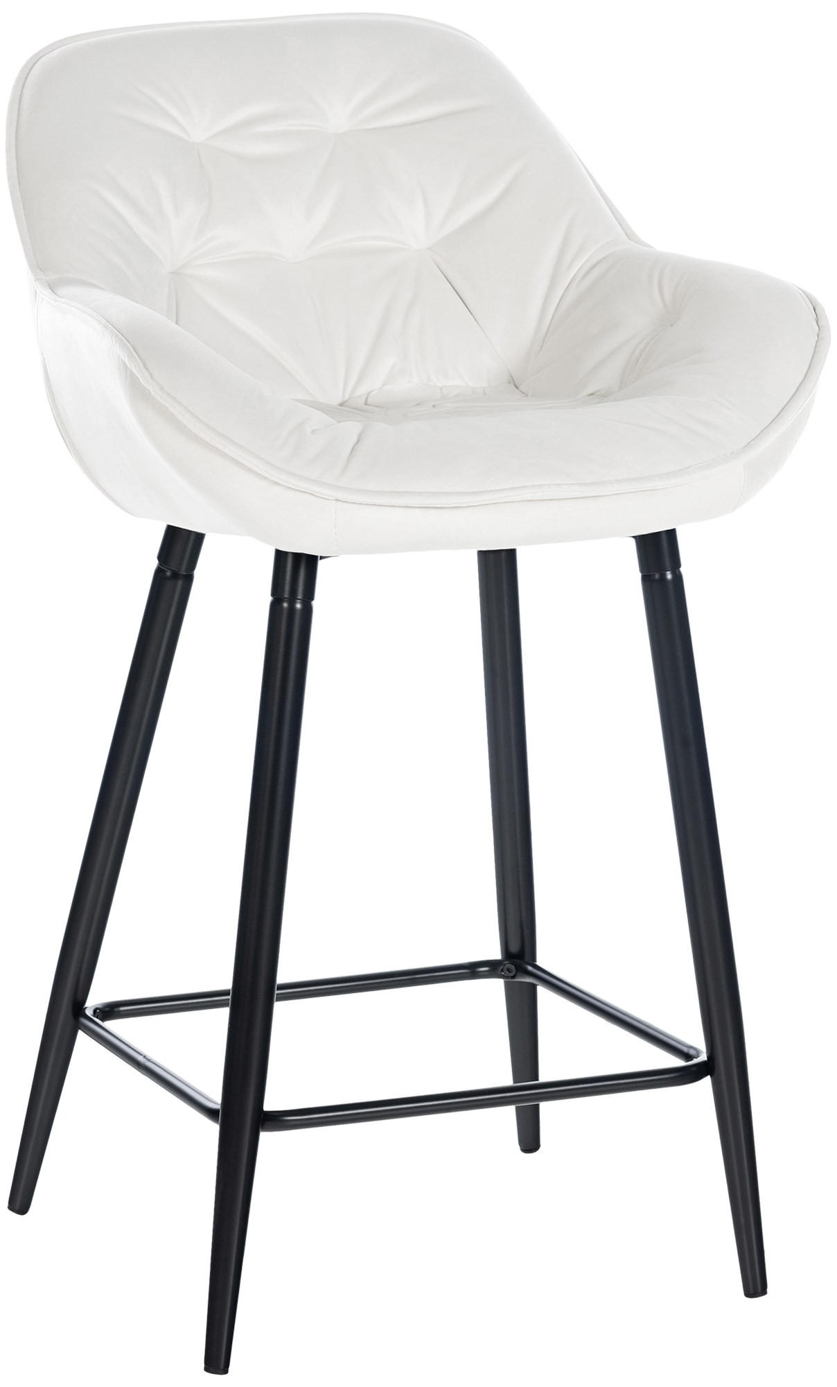 BARHOCKER Samt cremeweiß - Schwarz/Weiß, Textil/Metall (54/103/57.5cm) - CLP