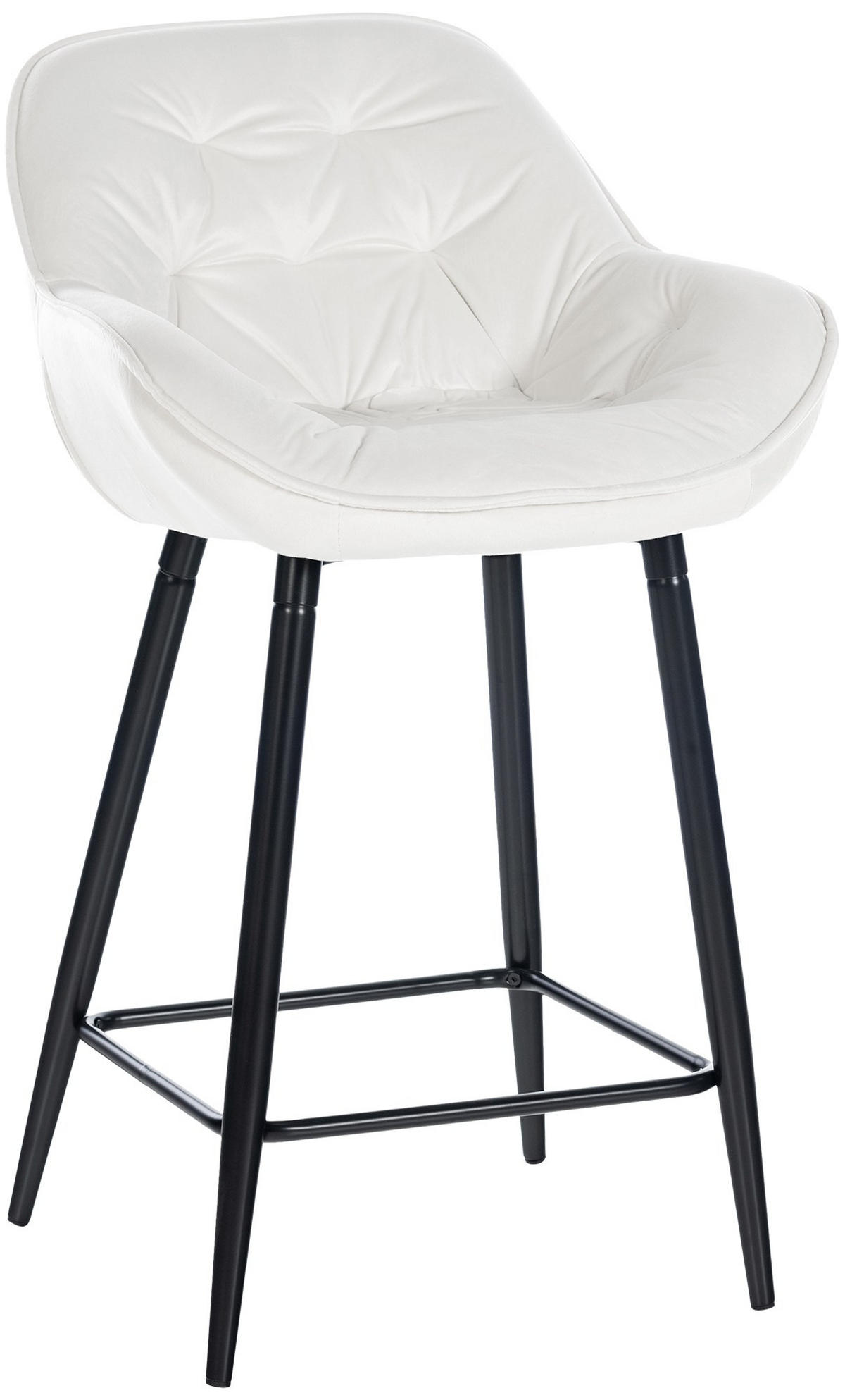 BARHOCKER Samt cremeweiß - Schwarz/Weiß, Textil/Metall (54/103/57.5cm) - CLP