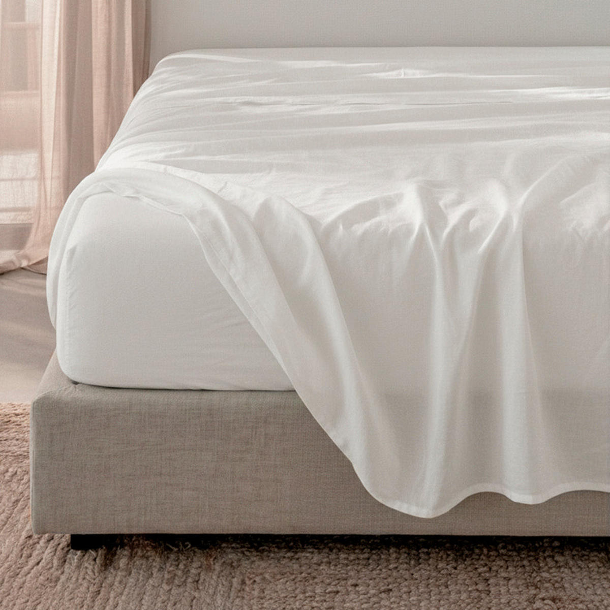 SPANNBETTLAKEN Basic percal Weiss 105x200x32 cm (Bett 105) - Weiß, Textil (105/200cm) - Happy Friday