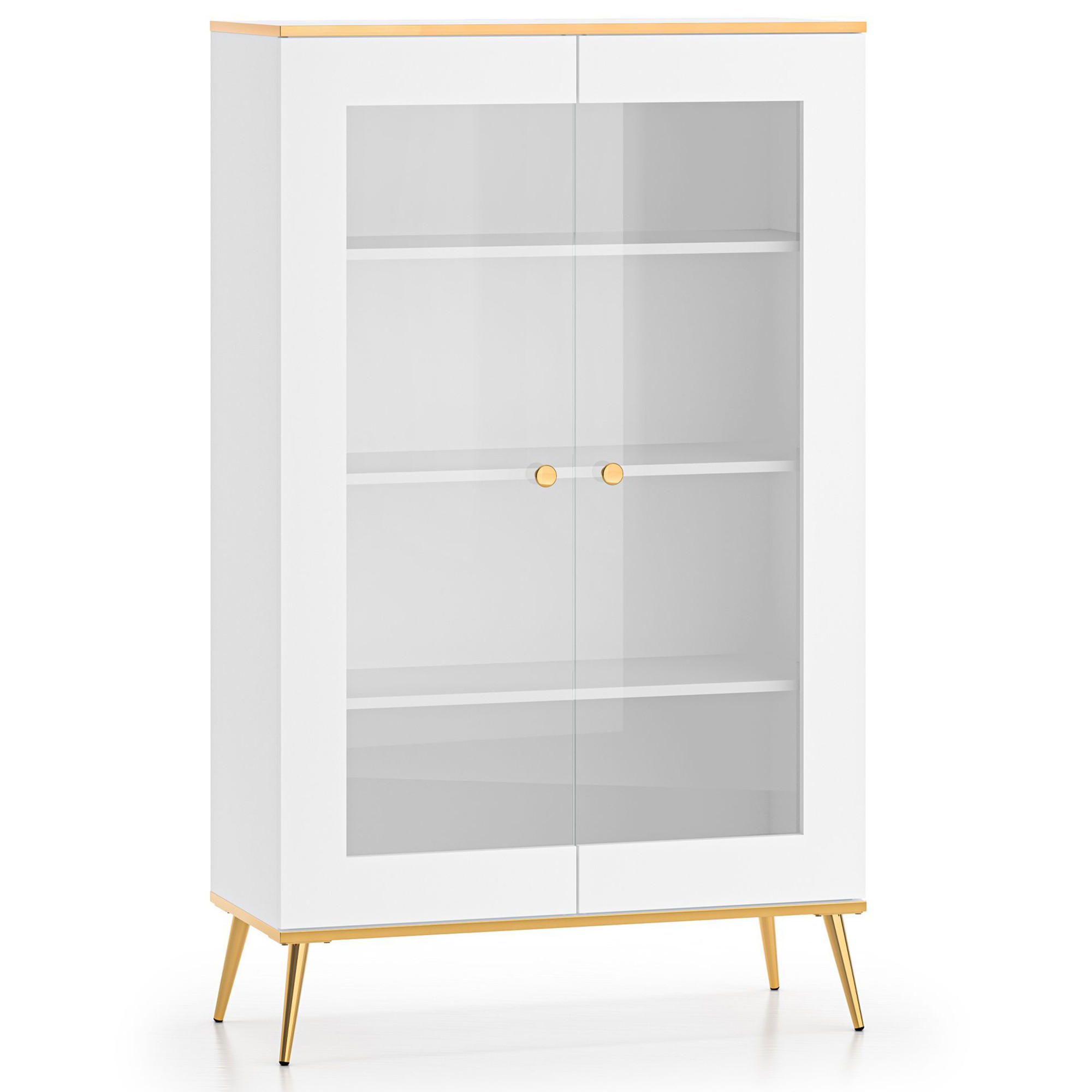 GLASVITRINE VELTI,Weiß - Weiß, Glas/Holzwerkstoff (92/152/40cm) - KONSIMO®
