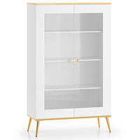 GLASVITRINE VELTI,Weiß - Weiß, Glas/Holzwerkstoff (92/152/40cm) - KONSIMO®
