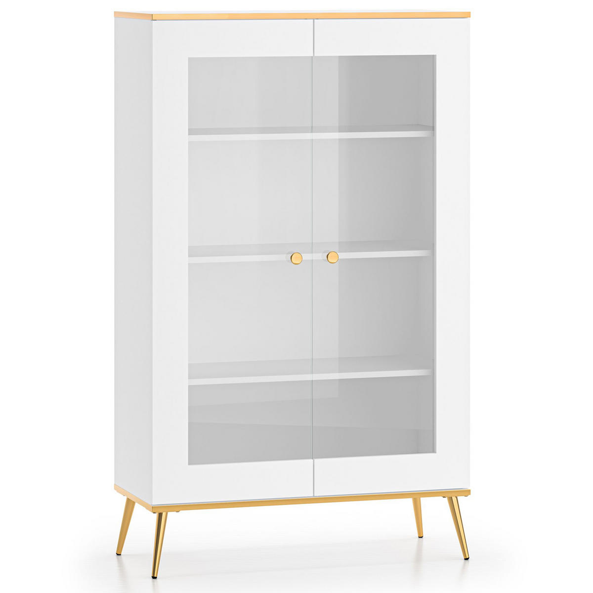 GLASVITRINE VELTI,Weiß - Weiß, Glas/Holzwerkstoff (92/152/40cm) - KONSIMO®