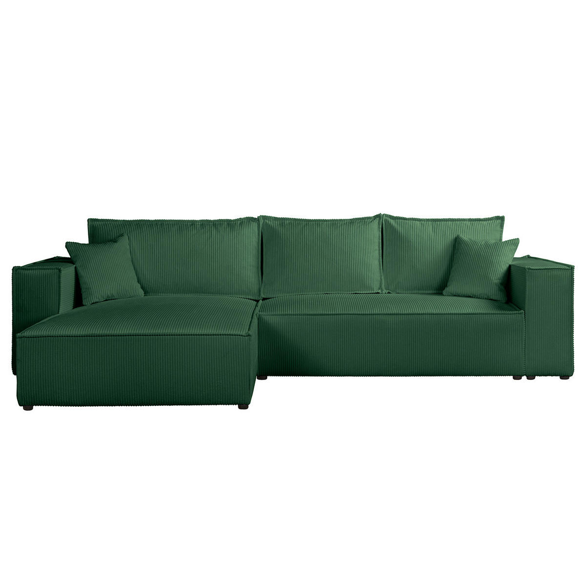 ECKSOFA mit Schlaffunktion - 290 cm - Schwarz/Grün, Kunststoff/Textil (290/185cm) - home24