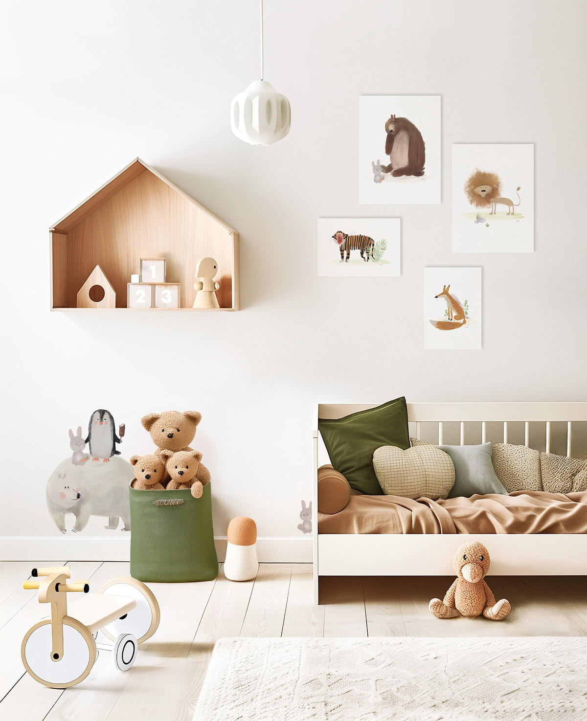 POSTER (4ER-SET) Animalia Tiere: Bär, Fuchs 30 x 40 cm, grün - Ahornfarben/Braun, Papier (30/1/40cm) - Lilipinso