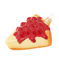 CHRISTBAUMSCHMUCK Käsekuchen mit Kirschen Goldfarbig 9cm (Glas / 1 Stk.) - Goldfarben, Glas (7/9/4cm) - Krebs Glas Lauscha