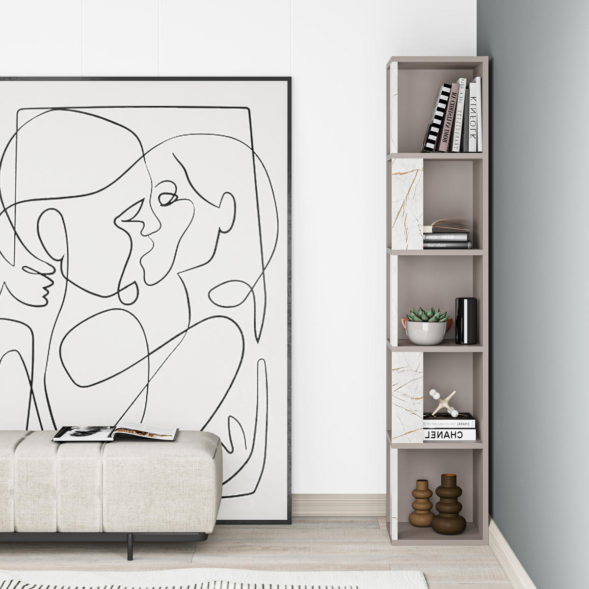 BÜCHERREGAL Piano Bunt 31,4/31,4/158,9 cm - Multicolor, Holzwerkstoff (31.4/158.9/31.4cm) - Decortie