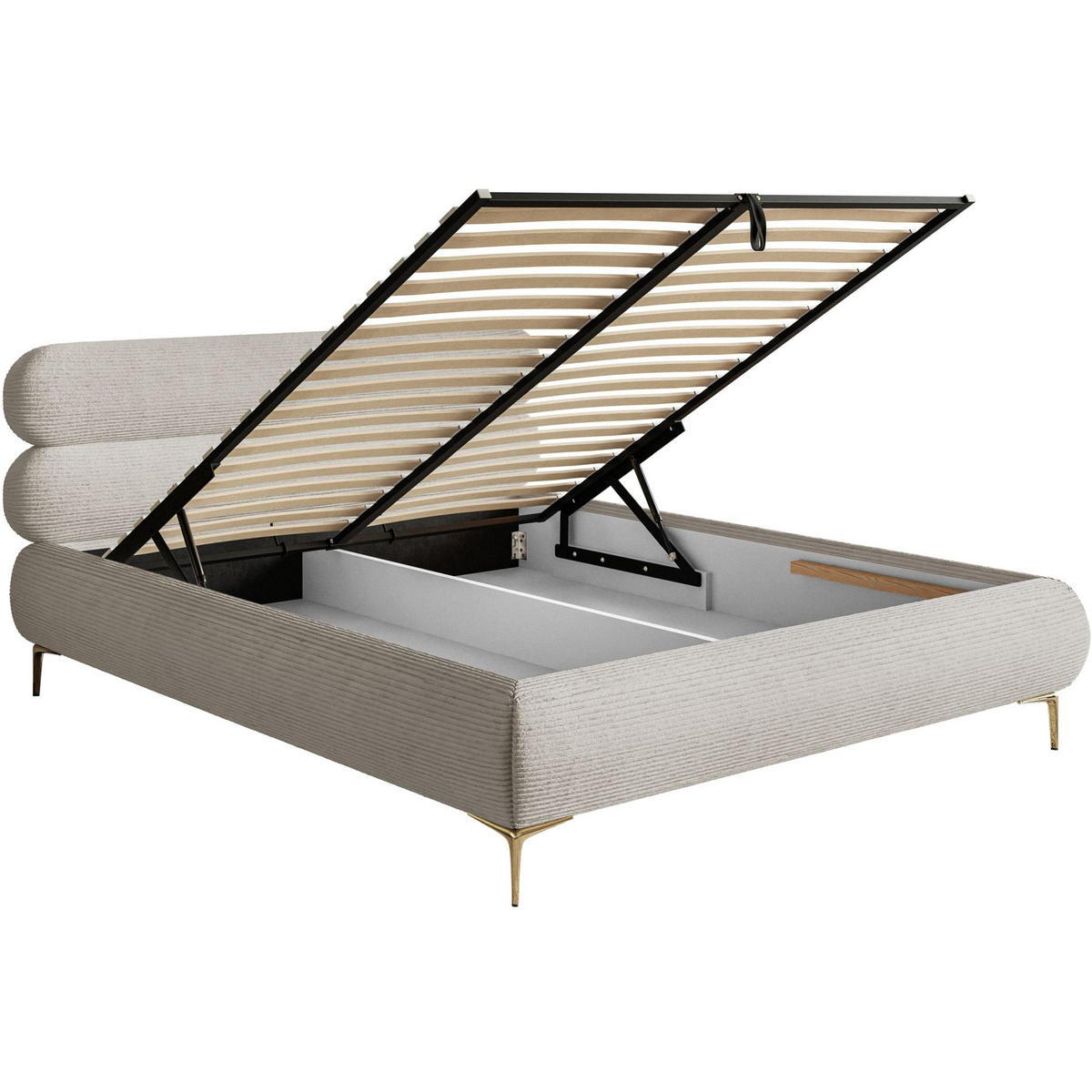 POLSTERBETT Roule Cord Greige 160x200 cm - Taupe/Goldfarben, Textil/Metall (160/200cm) - Selsey