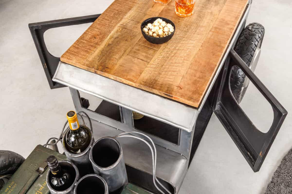 COUCHTISCH HOT ROD Mango Natur 165 cm - Silberfarben/Grau, Holz/Metall (73/165/56cm) - riess-ambiente