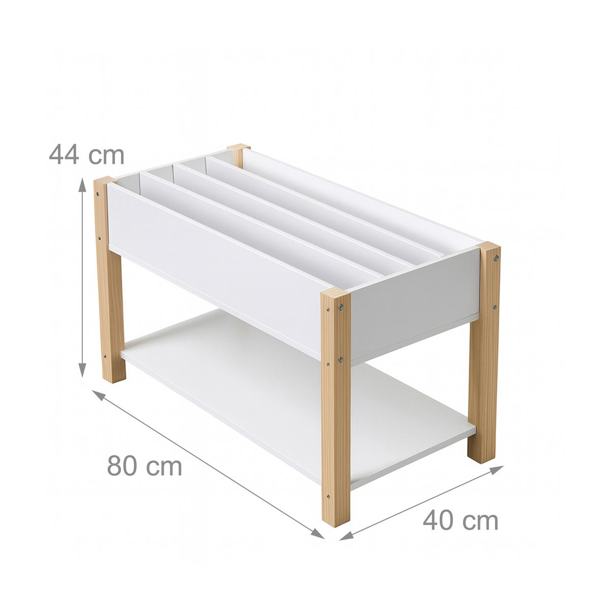 BÜCHERREGAL Kinder - Weiß, Holz/Holzwerkstoff (80/44/40cm) - Relaxdays