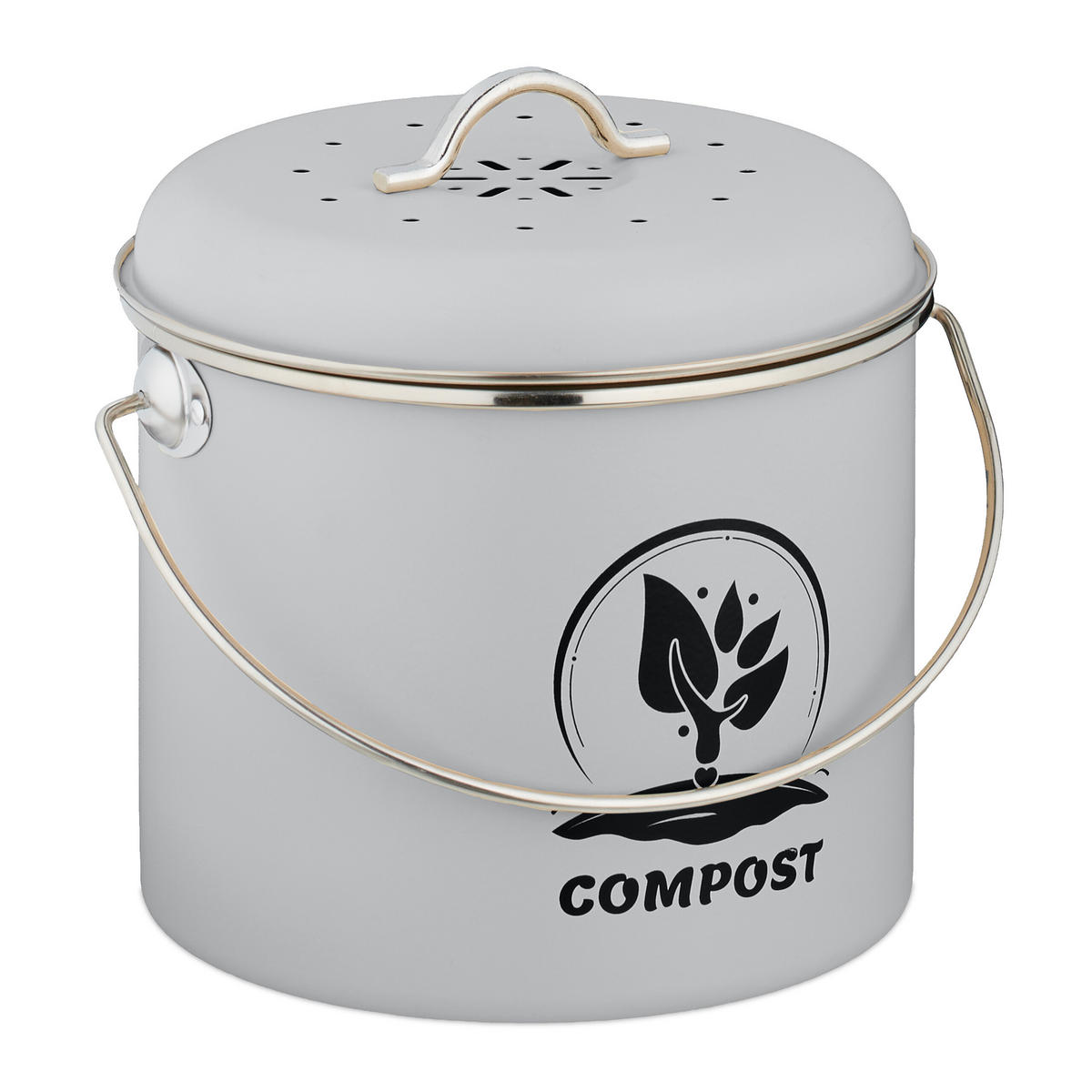 KÜCHEN-KOMPOSTEIMER - Grau, Naturmaterialien/Textil (22/20/19cm) - Relaxdays