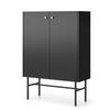 HIGHBOARD Dinley 2T Schwarz 93,2/131,7/39 cm – mit schwarzen Beinen im minimalistischen Design - Schwarz, Holzwerkstoff/Metall (93.2/131.7/39cm) - AX Living