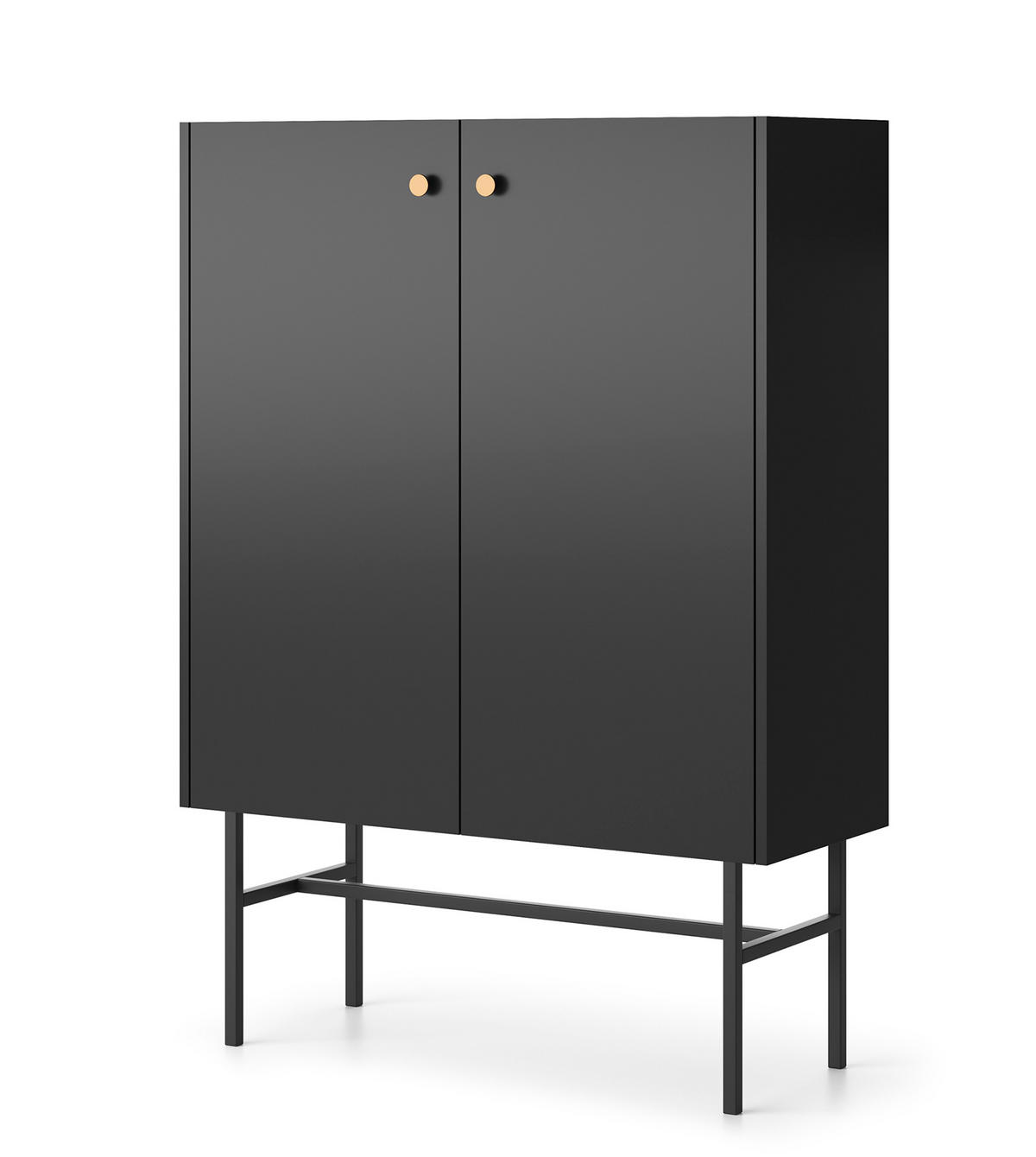 HIGHBOARD Dinley 2T Schwarz 93,2/131,7/39 cm – mit schwarzen Beinen im minimalistischen Design - Schwarz, Holzwerkstoff/Metall (93.2/131.7/39cm) - AX Living