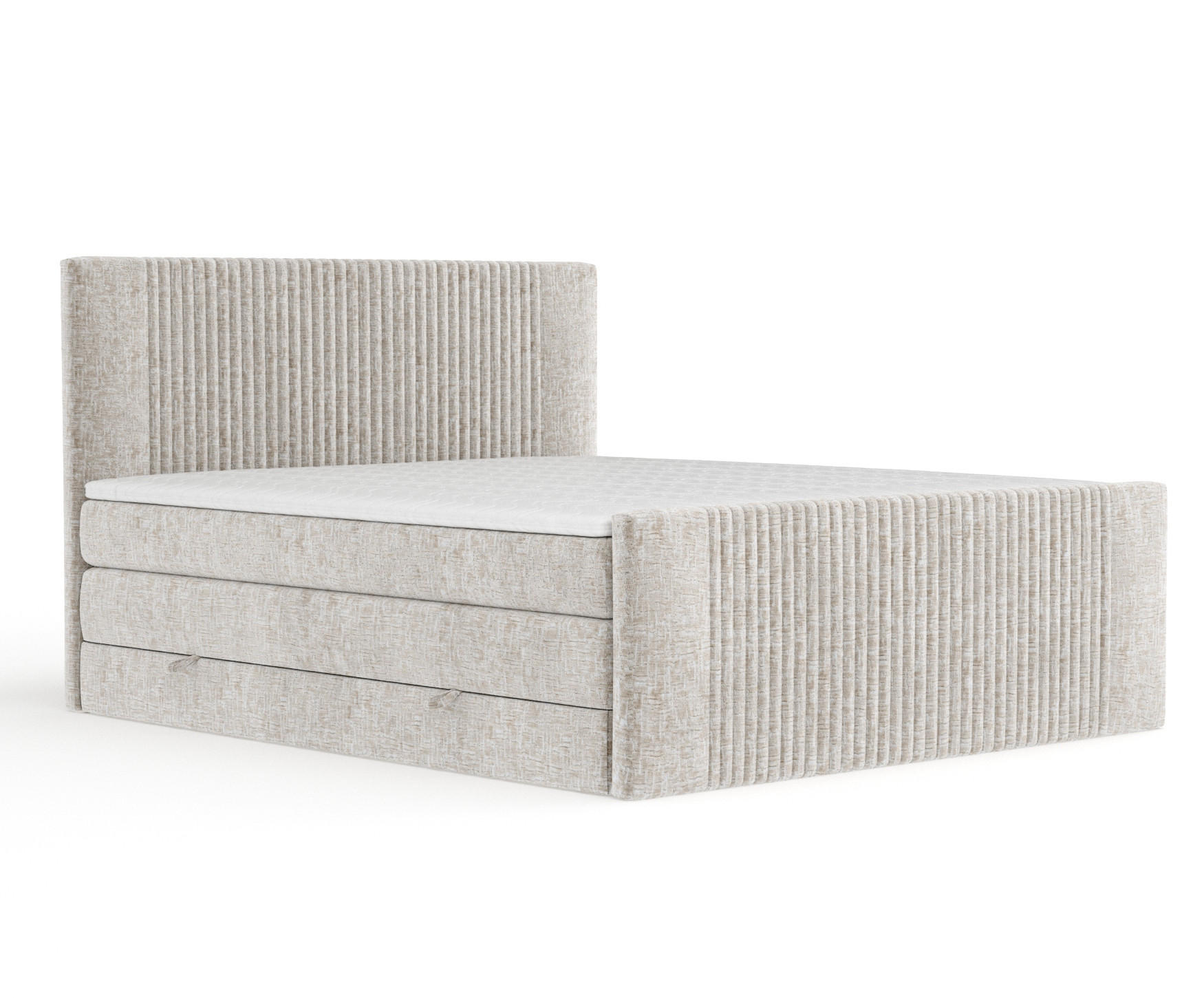 BOXSPRINGBETT Bergamo Beige 160/200 cm - Beige/Schwarz, Holz/Holzwerkstoff (160/200cm) - Maison de Reve