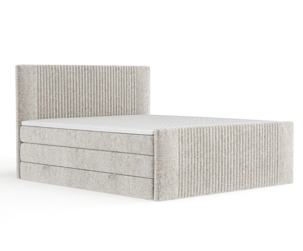 BOXSPRINGBETT Bergamo Beige 160/200 cm - Beige/Schwarz, Holz/Holzwerkstoff (160/200cm) - Maison de Reve