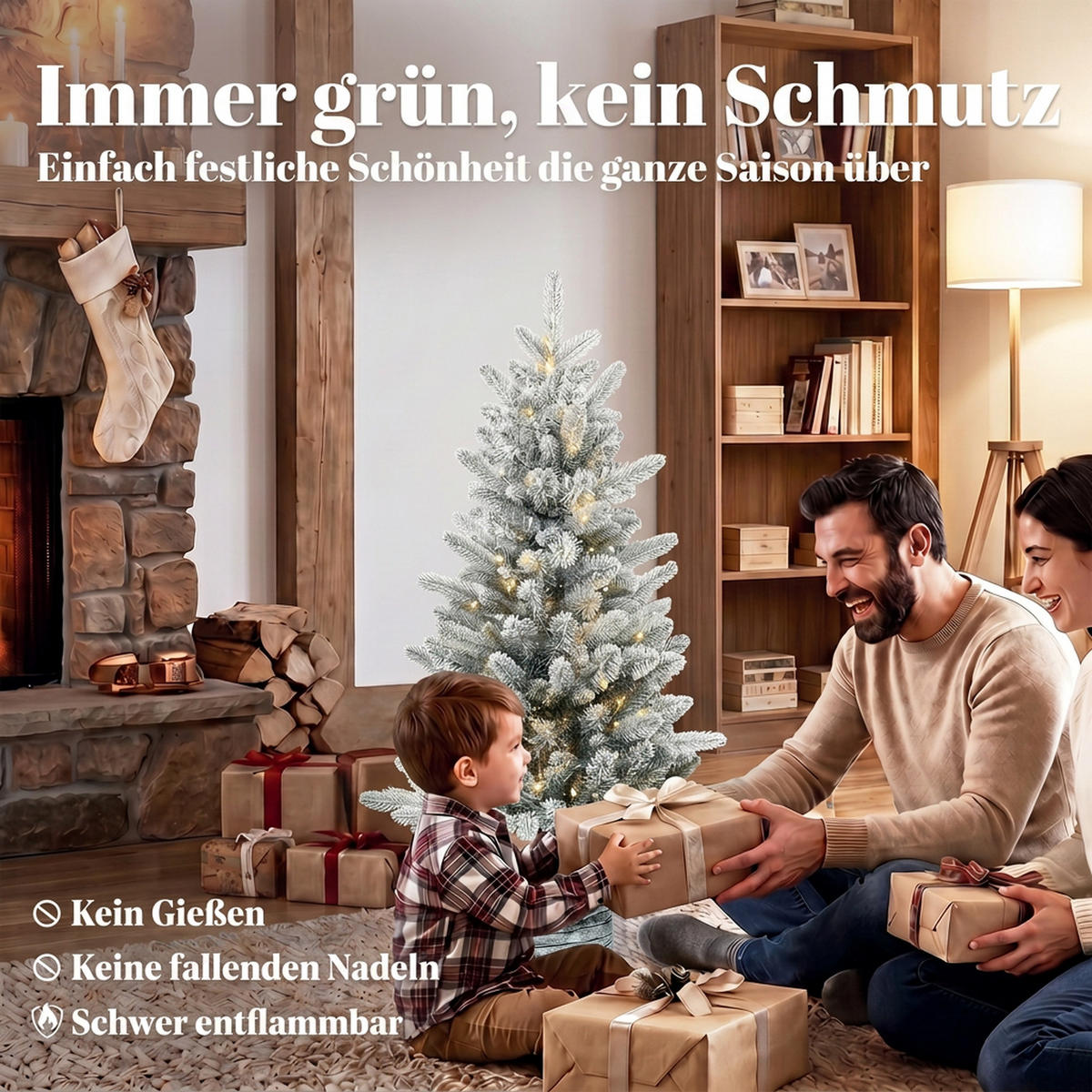 WEIHNACHTSBAUM-MIT-LICHT PE Metall Weiß - Weiß, Kunststoff (90cm) - HOMCOM