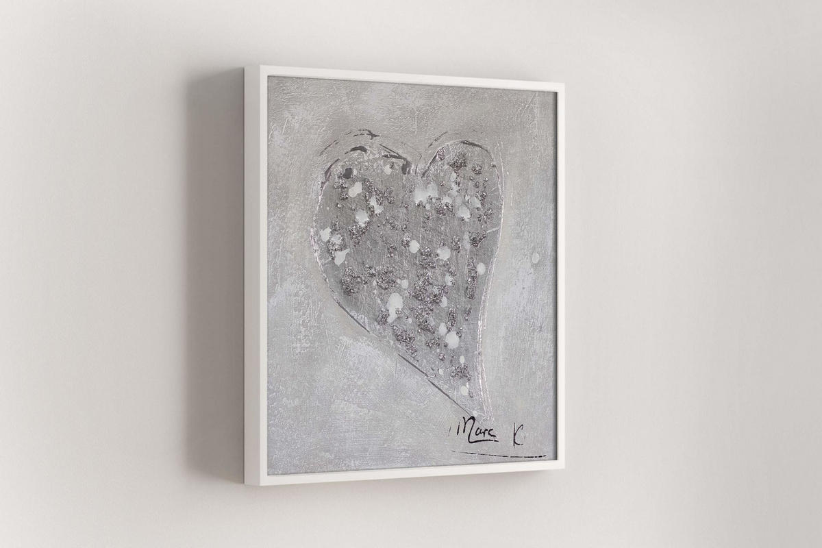 OLEJOMALBA 30/30 cm, Moře a pláž - stříbrná, dřevo/textil (30/30cm) - KUNSTLOFT