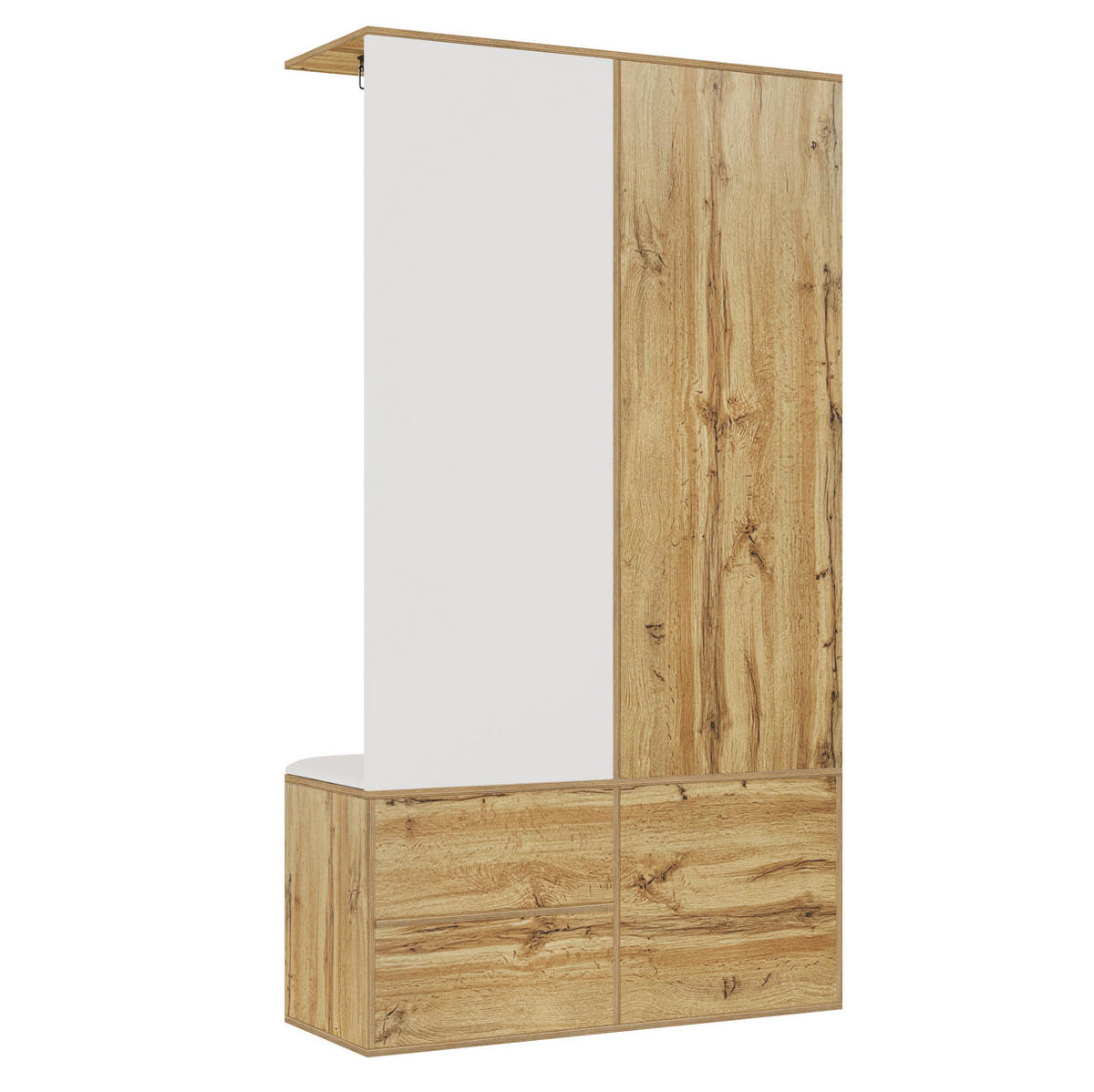 SCHUHSCHRANK 100/38/180 cm in Weiß und Natur mit Spiegel und Schuhschrank - Naturfarben, Holzwerkstoff (100/180/38cm) - Flora Grace