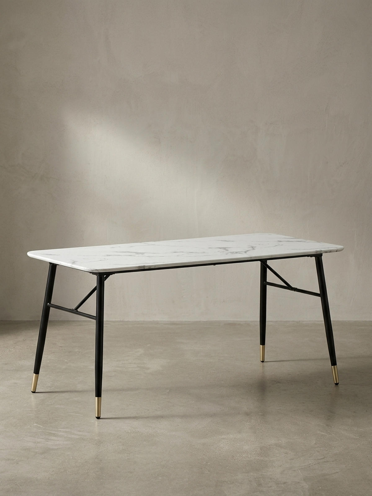 ESSTISCH Marmoroptik Metall Rechteckig Modern Klein, Weiß 180x90x76 cm - Goldfarben/Weiß, Holzwerkstoff/Metall (90/180/76cm) - KADIMA DESIGN