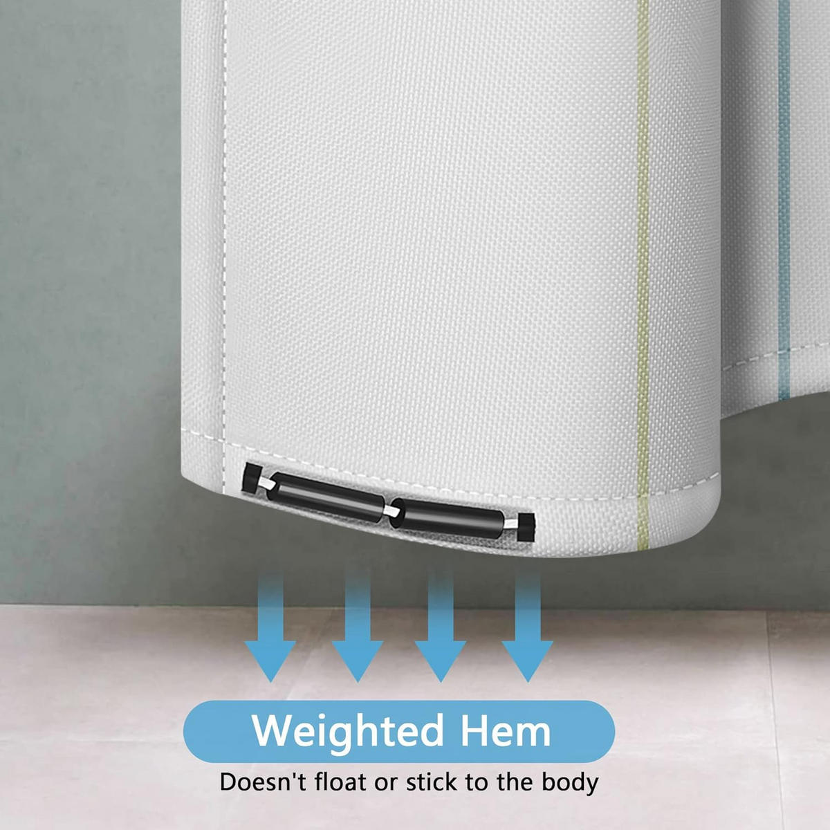 DUSCHVORHANG Weiß Polyester wasserdicht maschinenwaschbar mit Haken Badezimmer - Weiß, Kunststoff (180/200cm) - MCBOSON