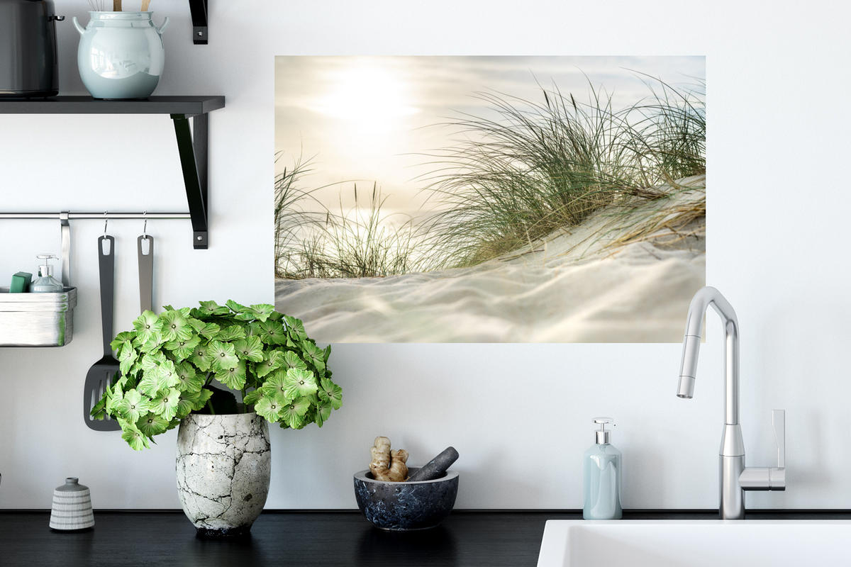 WANDTATTOO Dünen - Strand - Schlewswig-Holstein - Wattenmeer 60x40 cm - Creme, Kunststoff (60/40/0.1cm) - MuchoWow