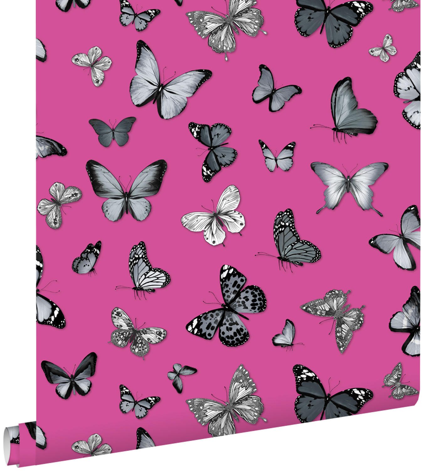 TAPETE Schmetterlinge 53 cm x 10.05 m - Pink, Papier (53/1000cm) - ESTAhome