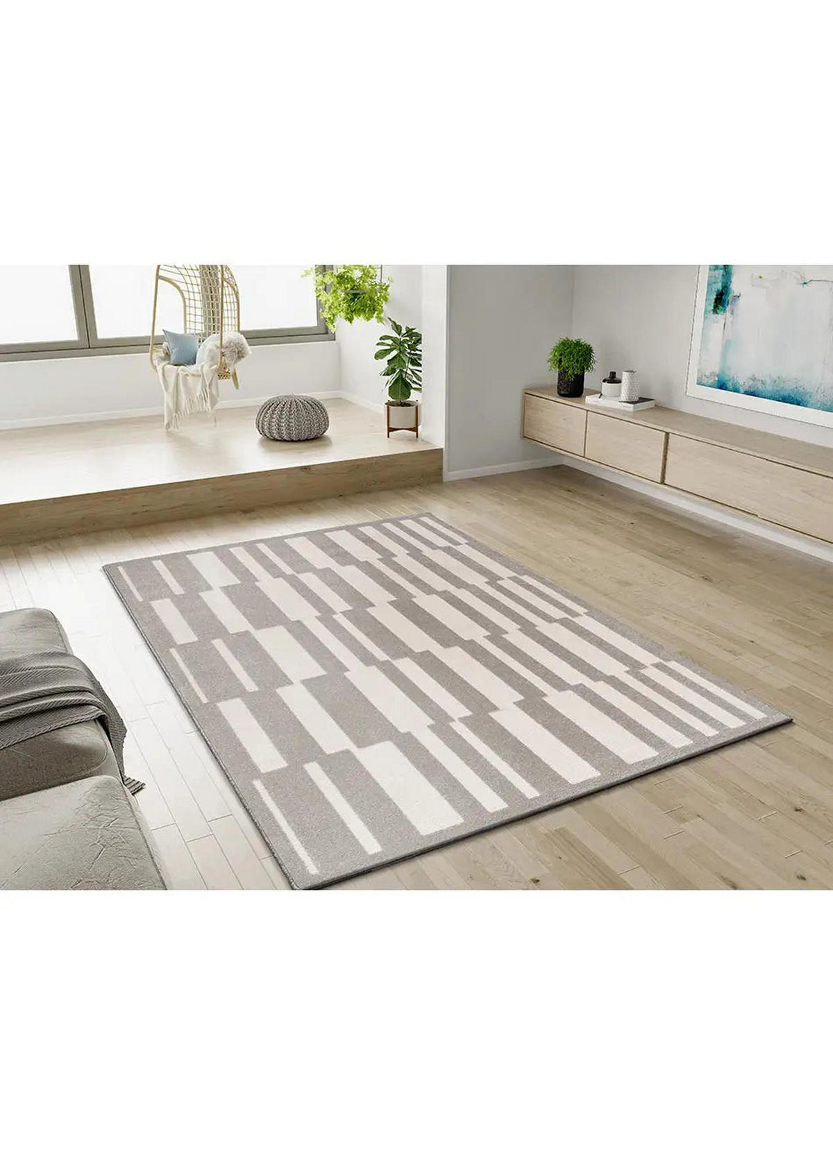 WEBTEPPICH Grau / Weiß Baresa 160/230 cm - Weiß/Grau, Naturmaterialien/Textil (160/230cm) - Atticgo