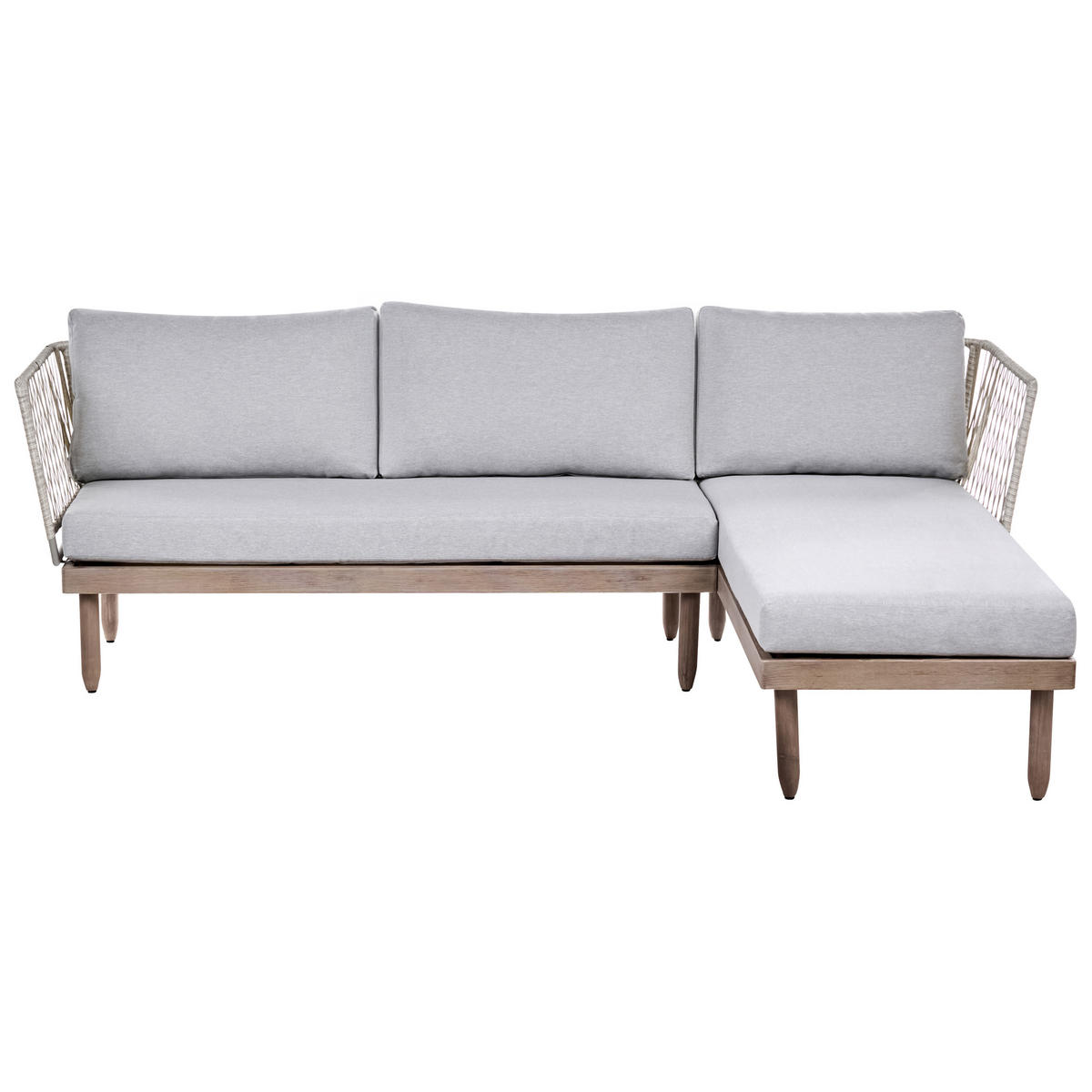 LOUNGE-SET mit Tisch 4-Sitzer Akazienholz linksseitig Braun/Grau Cremona - Dunkelgrau/Braun, Holz - Beliani