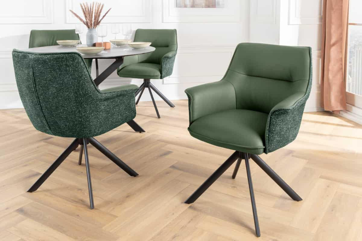 STUHL UNIQUE Chenille Grün 85 cm - Schwarz/Grün, Kunststoff/Textil (66/87/68cm) - riess-ambiente