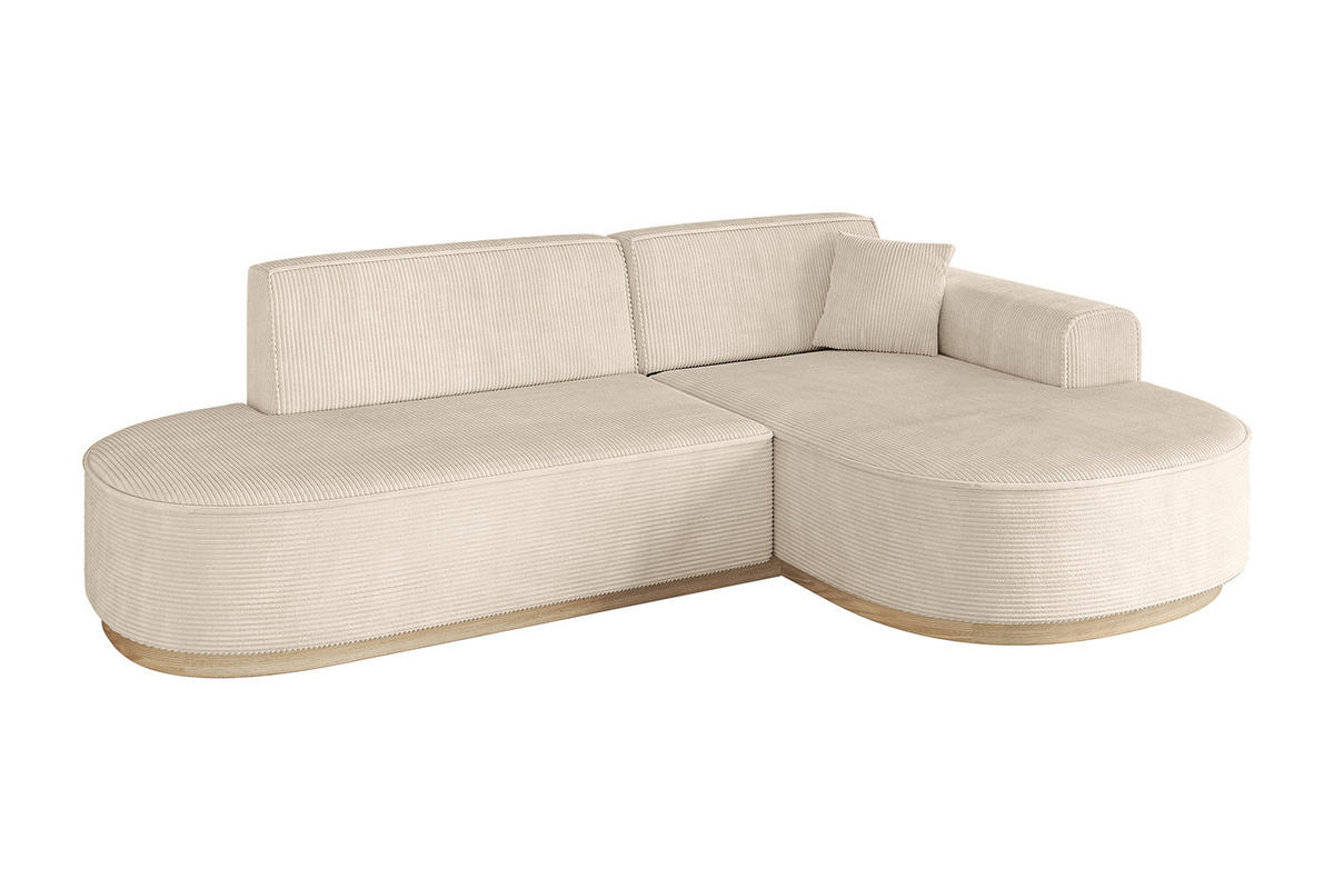 ECKSOFA Ottomane Rechts MARI-L1-v1 - 243x171x83 cm Beige Cord - Beige, Holzwerkstoff/Textil (171/243cm) - ALTDECOR