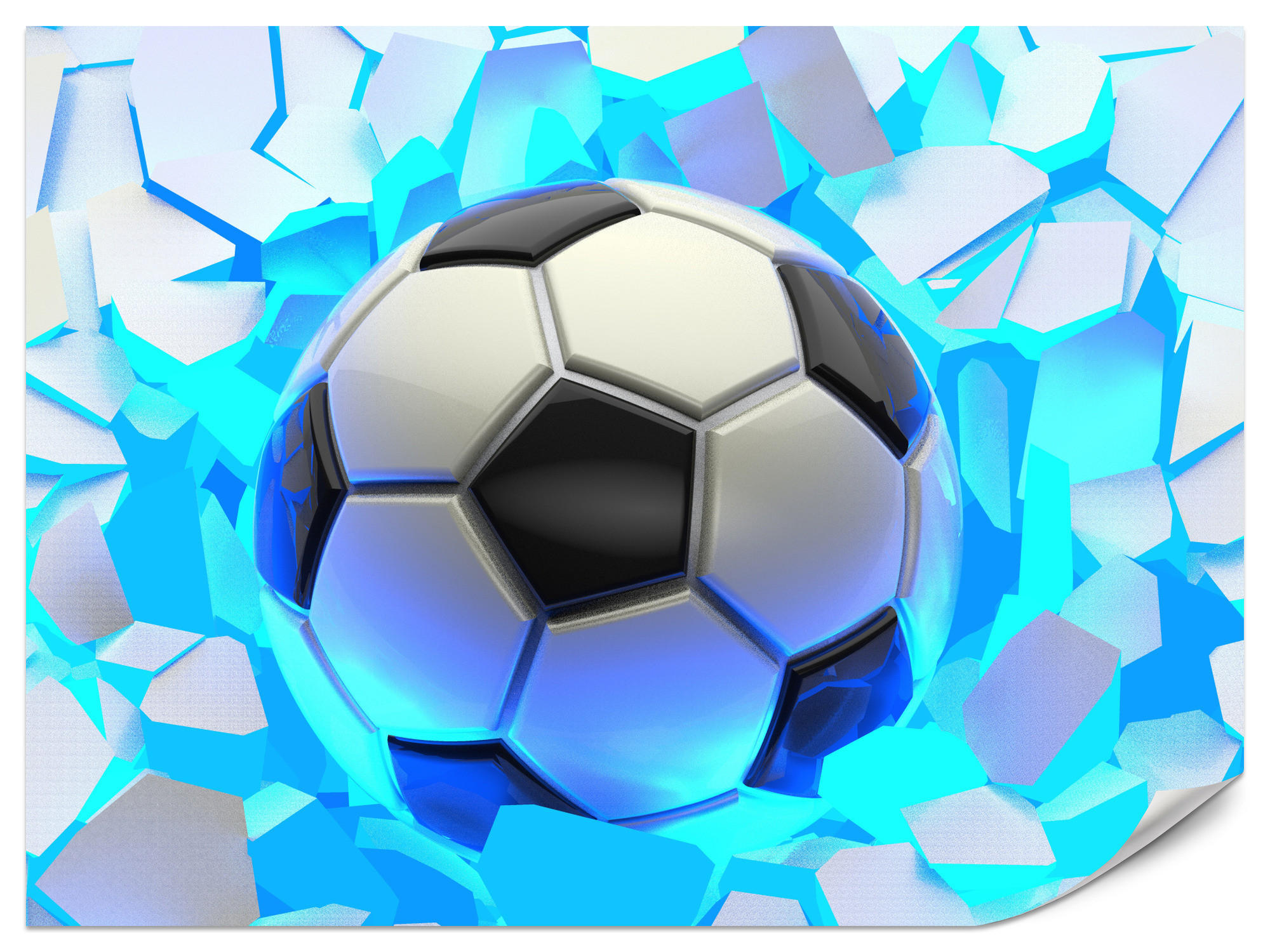 FOTOTAPETE Fußball Abstraktion Gaming Modern Dynamik Jugend Neon 100x70 - Schwarz/Weiß, Papier (100/70cm) - Muralo