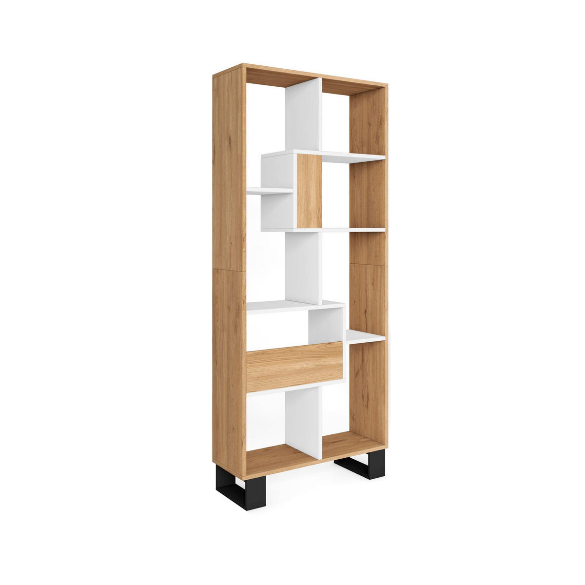 REGAL Bibliothek, Eiche und weiß, 67/31/174cm - Eichefarben/Weiß, Holzwerkstoff (67/174/31cm) - Skraut Home