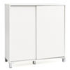 SCHUHSCHRANK Holz für 20 Paar Schuhe mit Schiebetüren, Weiß 100x38x108 cm - Silberfarben/Weiß, Holz/Kunststoff (100/108/38cm) - KADIMA DESIGN