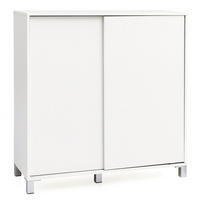 SCHUHSCHRANK Holz für 20 Paar Schuhe mit Schiebetüren, Weiß 100x38x108 cm - Silberfarben/Weiß, Holz/Kunststoff (100/108/38cm) - KADIMA DESIGN