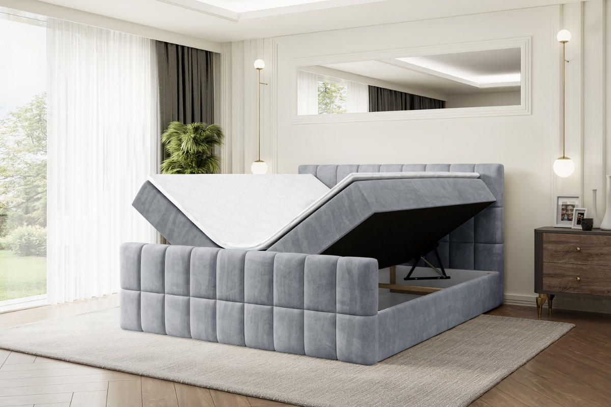 BOXBETT MIAMI-Z - 140x200 cm - H3 - Grau - Grau, Holzwerkstoff (140/200cm) - ALTDECOR