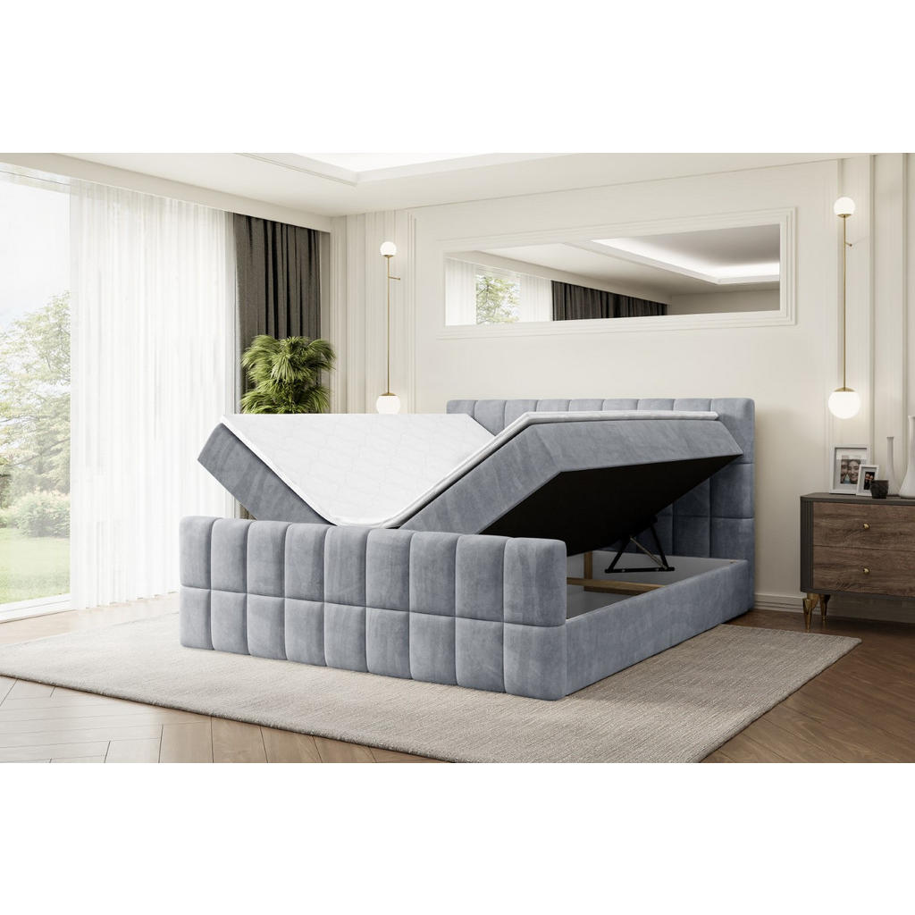 Thumbnail - Altdecor Boxbett, Grau, Holzwerkstoff, Höhe ca. 20 cm, 180x200 cm, Schlafzimmer, Betten, Boxspringbetten