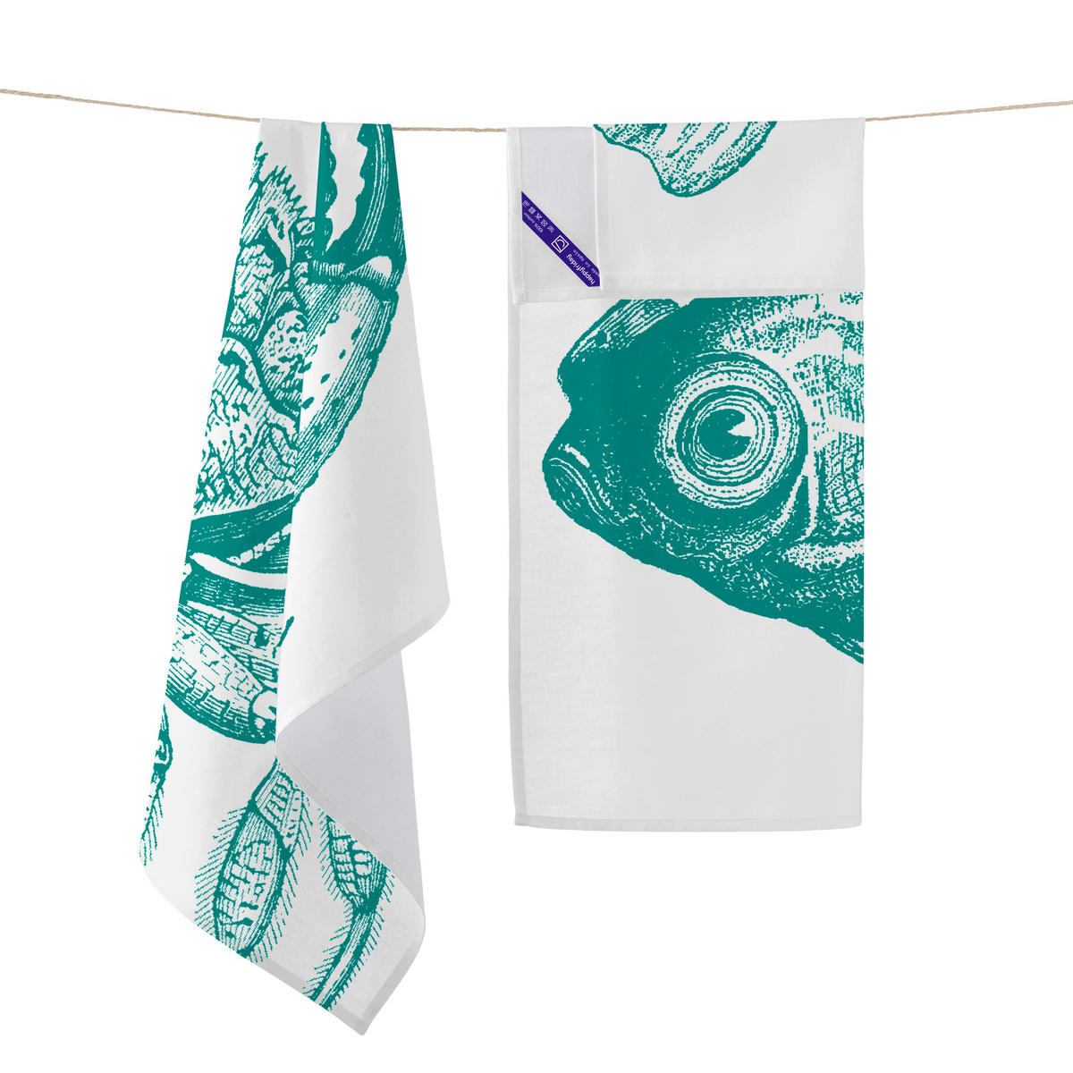 GESCHIRRTUCH (2 tlg) blue sea 70x50 cm mehrfarbig - Multicolor, Textil (70/50cm) - Happy Friday