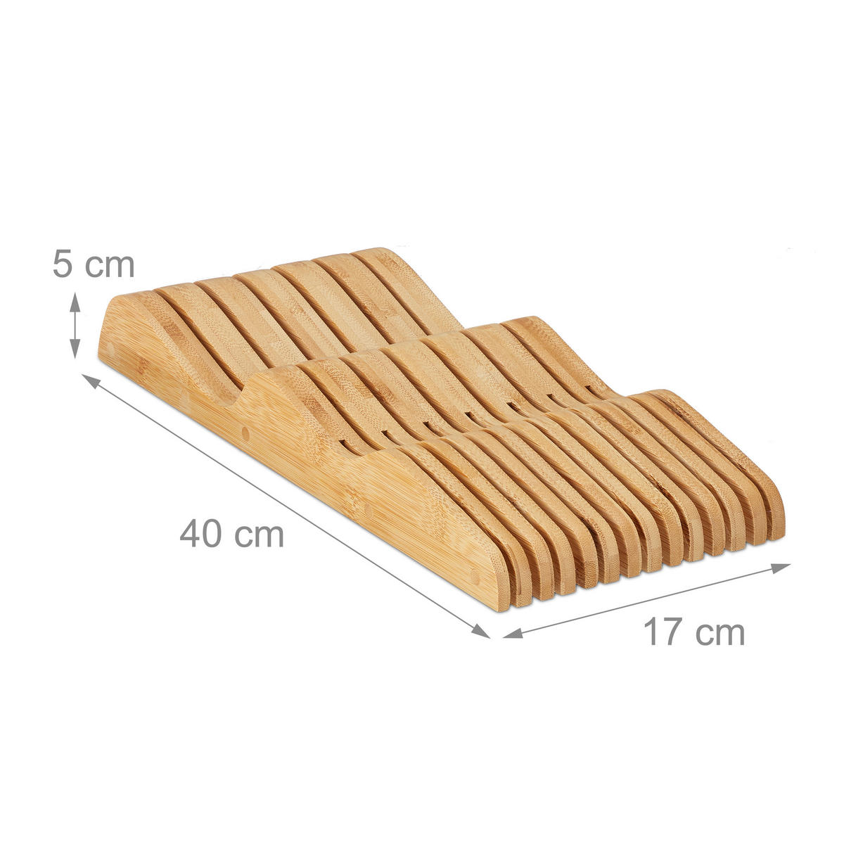 MESSERBLOCK - Hellbraun, Holz (17/5/40cm) - Relaxdays