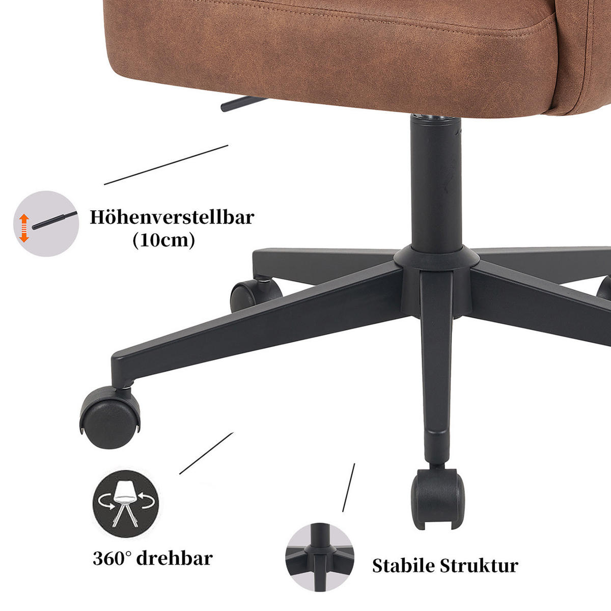 BÜROSTUHL Mika-Riko 2er-Set - Schwarz/Braun, Textil/Metall (59/91/66cm) - DUBI Möbel