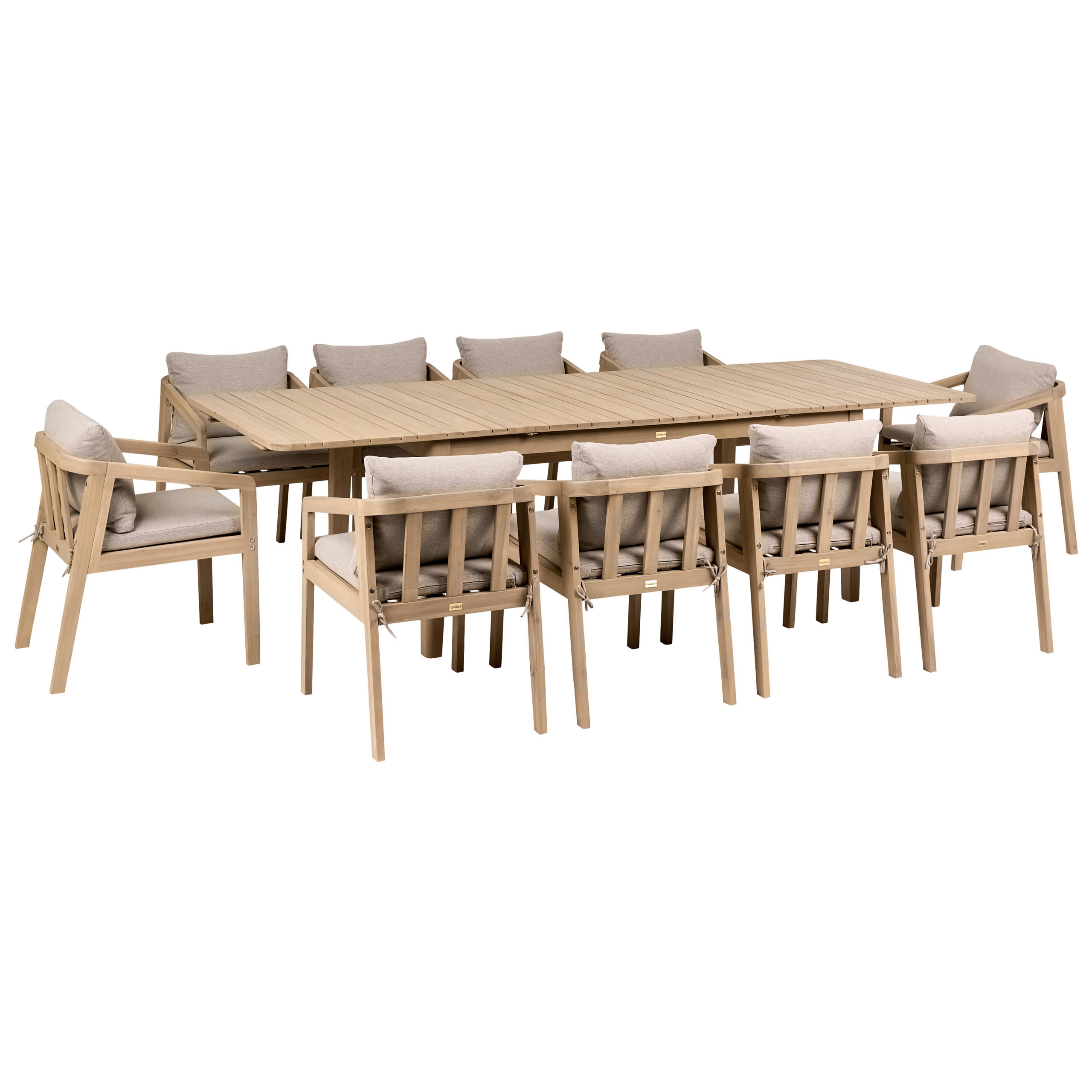 GARTENMÖBEL-SET 10-Sitzer zertifiziertes Akazienholz Hellbraun Toscanella - Hellbraun/Beige, Holz - Beliani