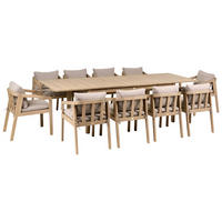 GARTENMÖBEL-SET 10-Sitzer zertifiziertes Akazienholz Hellbraun Toscanella - Hellbraun/Beige, Holz - Beliani