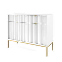 KOMMODE STELLARE 104/83/39 cm mit 2 Schubladen 2 Türen Weiß - Goldfarben/Weiß, Holzwerkstoff (104/83/39cm) - MASSENO