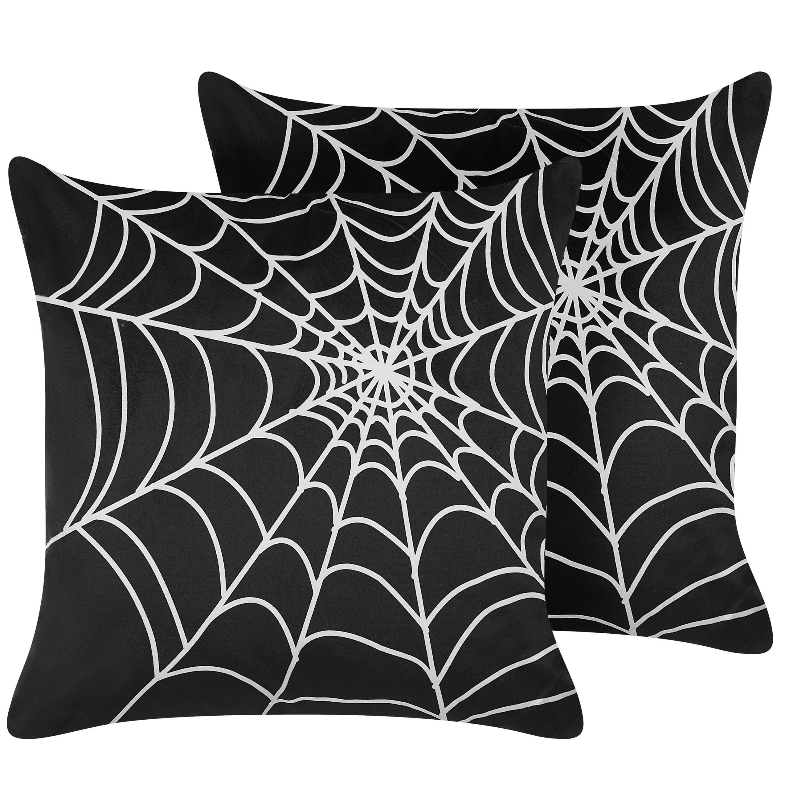 DEKOKISSEN 2er-Set Schwarz 45/45 cm Lycoris - Schwarz, Textil (45/45cm) - Beliani
