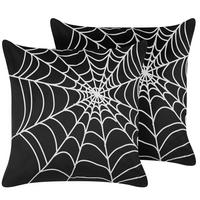DEKOKISSEN 2er-Set Schwarz 45/45 cm Lycoris - Schwarz, Textil (45/45cm) - Beliani