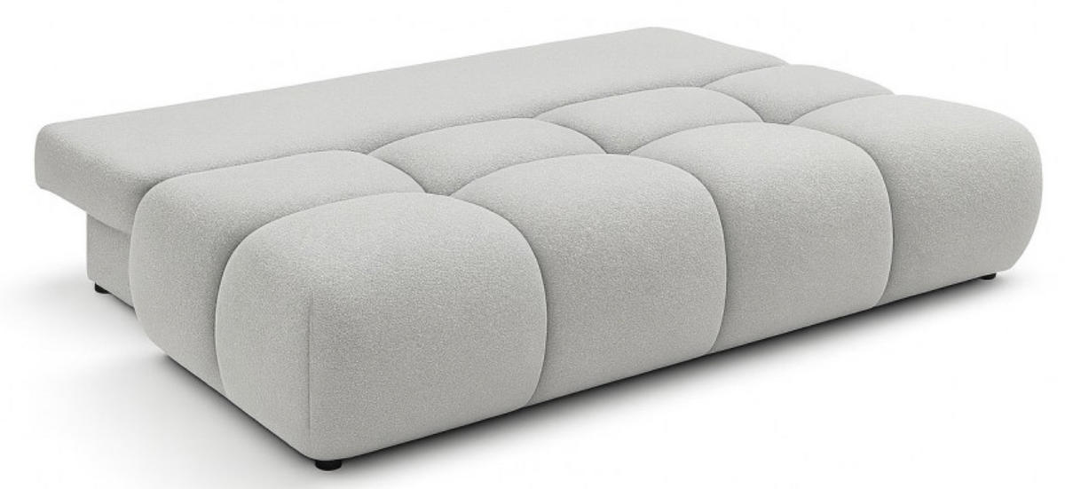 SOFA Hellgrau MILA Ausziehbar Ohne Armlehnen Bouclé - Grau, Textil (214/89/104cm) - Sepro Meble